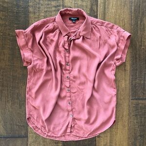 Madewell Central salmon pink viscose drapey flowy oversized blouse sz small
